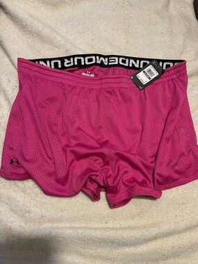 Under Armour Hot Pink Mesh Performance Shorts with Branded Waistband  pocket’s